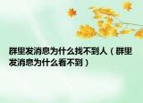 群里发消息为什么找不到人（群里发消息为什么看不到）