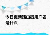 今日更新路由器用户名是什么