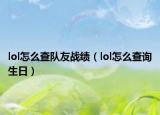lol怎么查队友战绩（lol怎么查询生日）