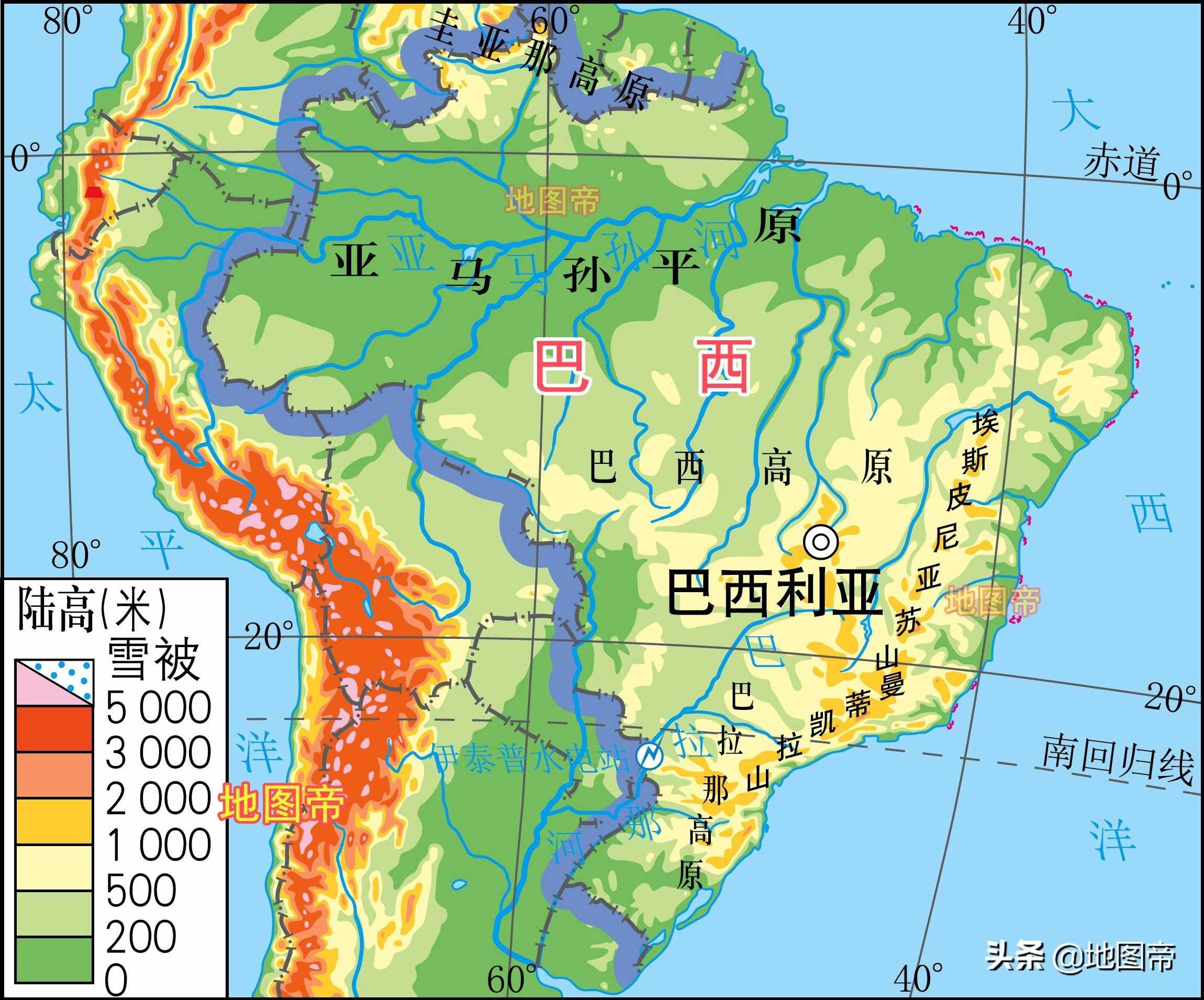 世界七大洲地形图(12图)