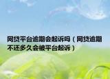 网贷平台逾期会起诉吗（网贷逾期不还多久会被平台起诉）