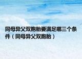 同母异父双胞胎要满足哪三个条件（同母异父双胞胎）