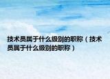 技术员属于什么级别的职称（技术员属于什么级别的职称）