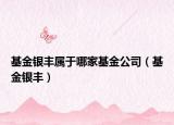 基金银丰属于哪家基金公司（基金银丰）