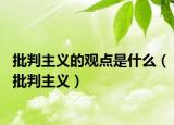 批判主义的观点是什么（批判主义）