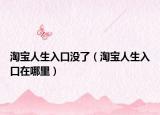 淘宝人生入口没了（淘宝人生入口在哪里）