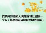 贷款共同借款人,离婚后可以消除一个吗（离婚后可以解除共同贷款吗）