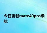 今日更新mate40pro续航