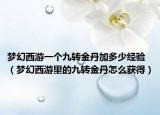 梦幻西游一个九转金丹加多少经验（梦幻西游里的九转金丹怎么获得）