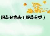 服装分类表（服装分类）