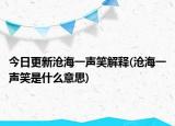 今日更新沧海一声笑解释(沧海一声笑是什么意思)