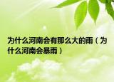 为什么河南会有那么大的雨（为什么河南会暴雨）