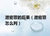 泄密罪的后果（泄密罪怎么判）