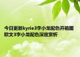 今日更新kyrie3李小龙配色开箱图 欧文3李小龙配色深度赏析