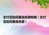 支付宝如何查询余额明细（支付宝如何查询余额）