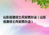 山东省退役士兵安置办法（山东省退役士兵安置办法）