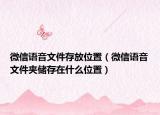 微信语音文件存放位置（微信语音文件夹储存在什么位置）