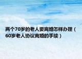 两个70岁的老人要离婚怎样办理（60岁老人协议离婚的手续）
