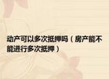 动产可以多次抵押吗（房产能不能进行多次抵押）