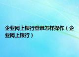 企业网上银行登录怎样操作（企业网上银行）