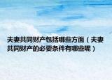 夫妻共同财产包括哪些方面（夫妻共同财产的必要条件有哪些呢）