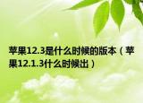 苹果12.3是什么时候的版本（苹果12.1.3什么时候出）