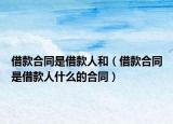 借款合同是借款人和（借款合同是借款人什么的合同）
