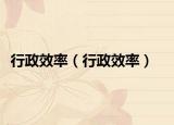 行政效率（行政效率）