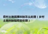 农村土地民事纠纷怎么处理（乡村土地纠纷如何去处理）