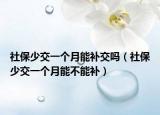 社保少交一个月能补交吗（社保少交一个月能不能补）