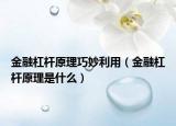 金融杠杆原理巧妙利用（金融杠杆原理是什么）