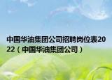 中国华油集团公司招聘岗位表2022（中国华油集团公司）