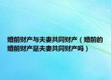 婚前财产与夫妻共同财产（婚前的婚前财产是夫妻共同财产吗）