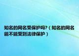 知名的网名受保护吗?（知名的网名能不能受到法律保护）