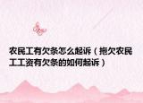 农民工有欠条怎么起诉（拖欠农民工工资有欠条的如何起诉）
