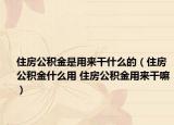 住房公积金是用来干什么的（住房公积金什么用 住房公积金用来干嘛）