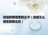 微信群聊搜索群名字（微信怎么搜索群聊名称）