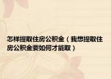 怎样提取住房公积金（我想提取住房公积金要如何才能取）