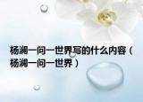 杨澜一问一世界写的什么内容（杨澜一问一世界）