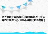冬天嘴唇干裂怎么办小妙招有哪些（冬天嘴巴干裂怎么办 这些小妙招比药还管用）