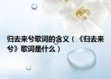 归去来兮歌词的含义（《归去来兮》歌词是什么）