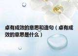 卓有成效的意思和造句（卓有成效的意思是什么）