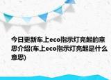 今日更新车上eco指示灯亮起的意思介绍(车上eco指示灯亮起是什么意思)