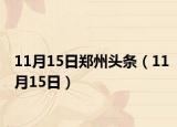 11月15日郑州头条（11月15日）