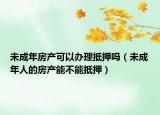 未成年房产可以办理抵押吗（未成年人的房产能不能抵押）