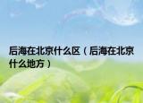 后海在北京什么区（后海在北京什么地方）