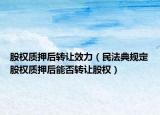 股权质押后转让效力（民法典规定股权质押后能否转让股权）