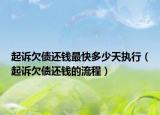 起诉欠债还钱最快多少天执行（起诉欠债还钱的流程）