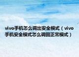 vivo手机怎么调出安全模式（vivo手机安全模式怎么调回正常模式）