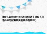 债权人如何提出参与分配申请（债权人申请参与分配要具备的条件有哪些）